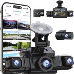 360 View 4 Channel Dash Cam Front and Rear Left Right Inside Camera for Cars, GPS and 5G Band WiFi, Night Vision, 160 Wide Angle, WDR, 24H Parking Mod