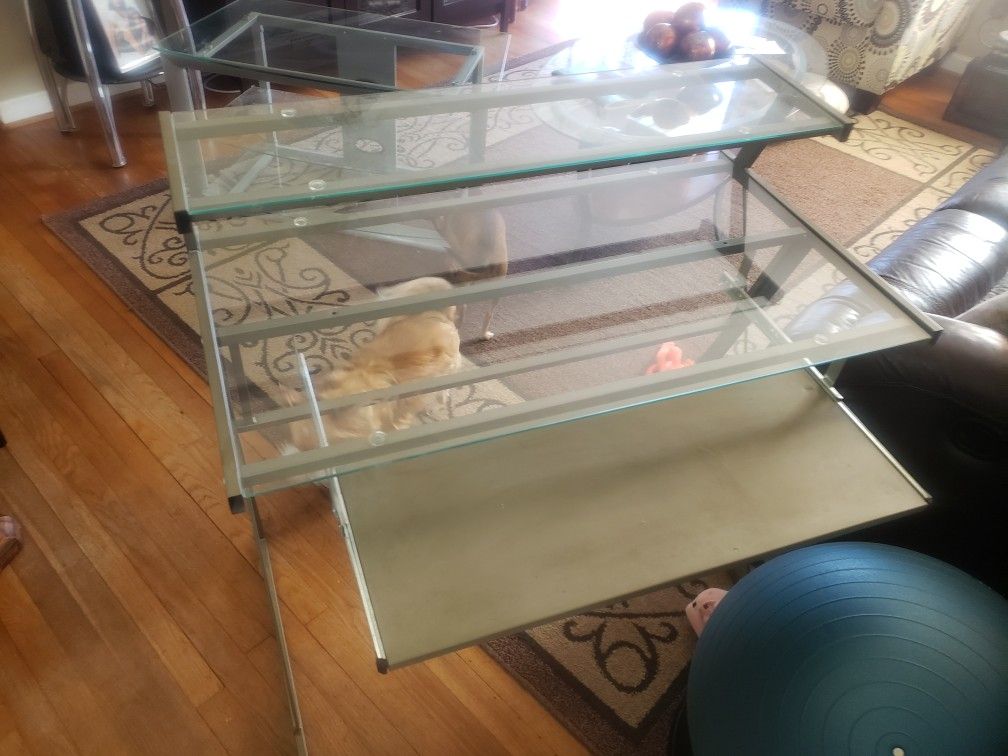 Metal and glass computer desk