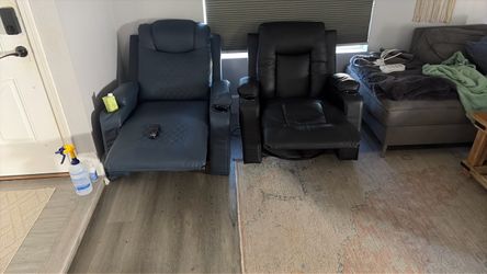 2 reclining massager chairs.