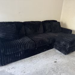 Ashley Furniture black Corduroy Sectional Sofa Couch