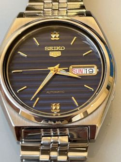 SEIKO Navy Blue Stainless Steel Automatic Mens Watch 7S26 Day