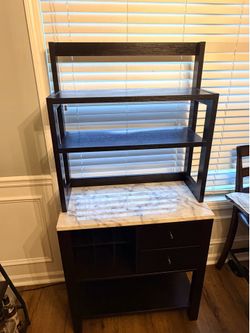 Dark Wood Marble Top Bar Cabinet