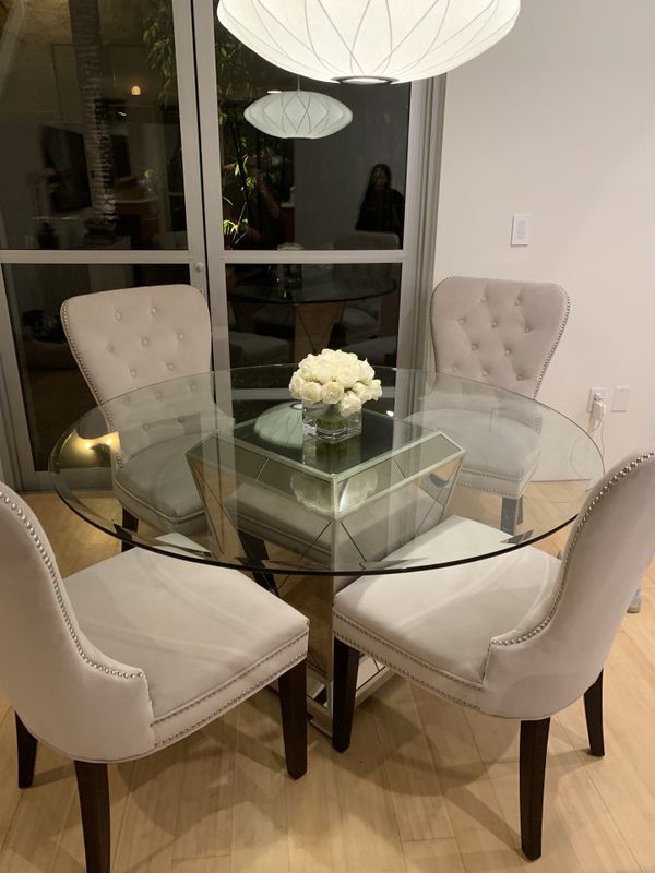 Z Gallerie Glass Dining Table Chairs Sold Separately For Sale In