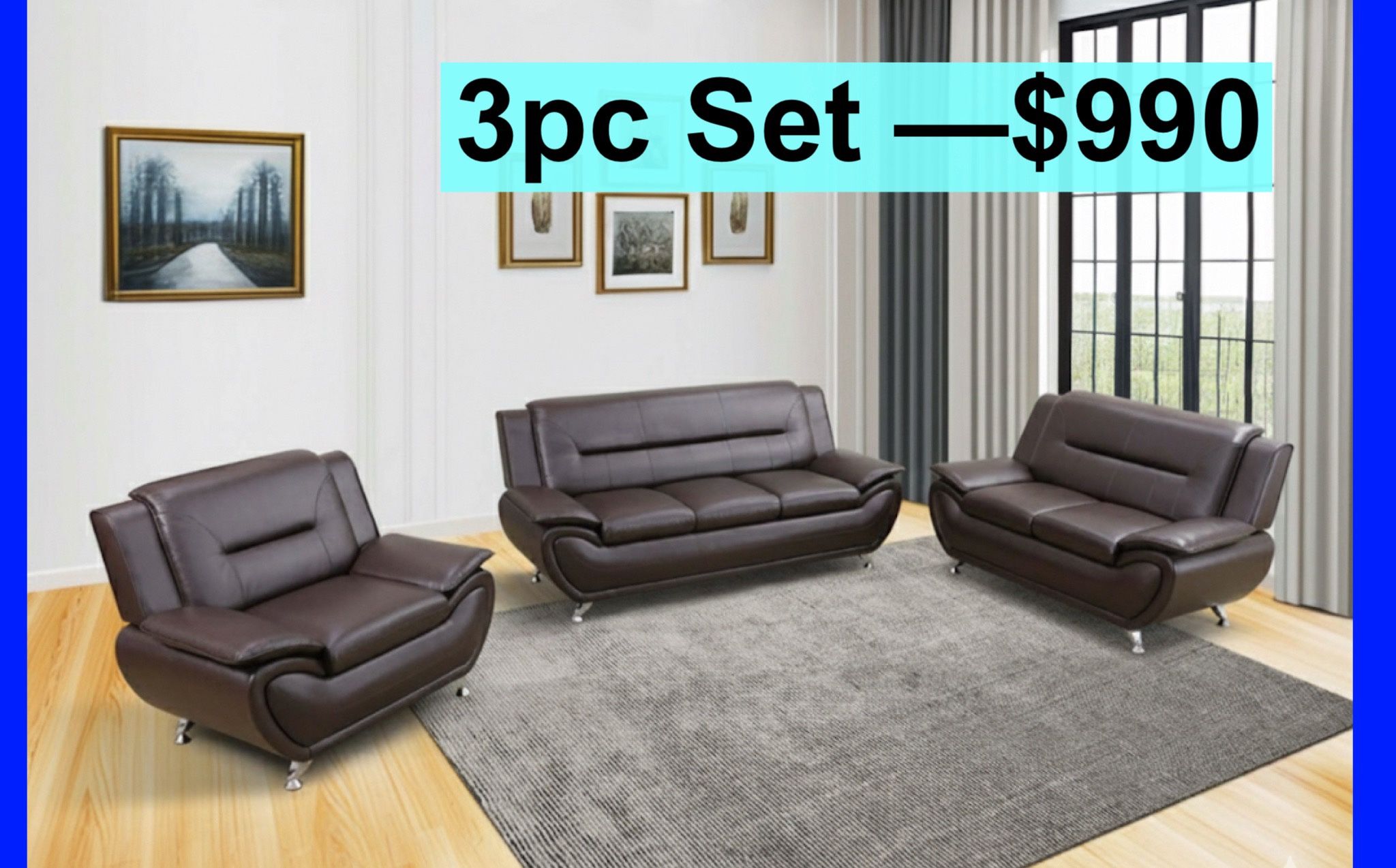 FREE DELIVERY💥Brand New 💥3PC Sofa, Loveseat, Chair Set