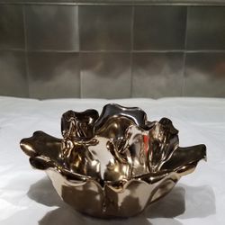 Metallic Glass Rose Petal Votive Candle Holders