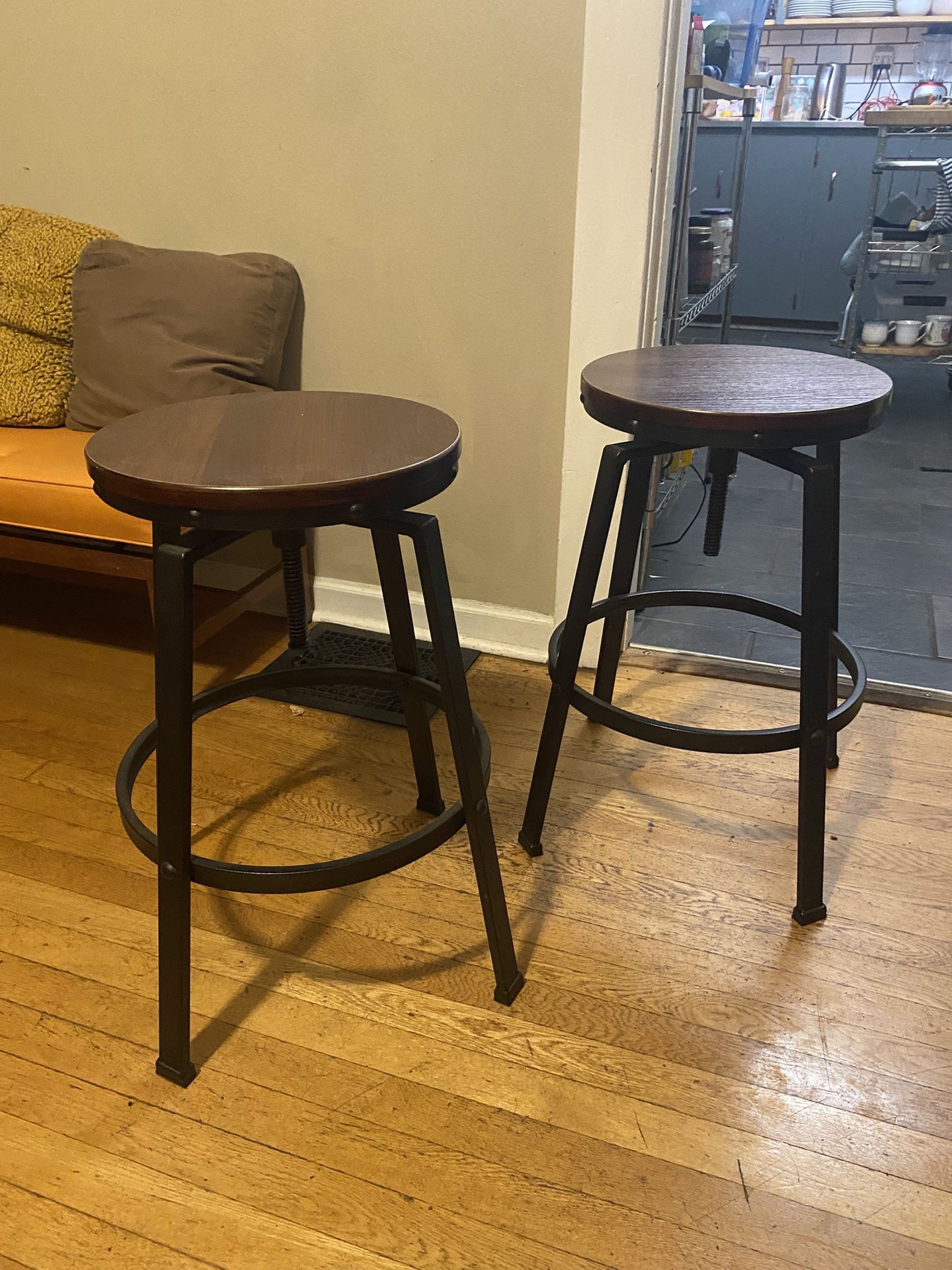 Set Of 2 Industrial Style Stools 