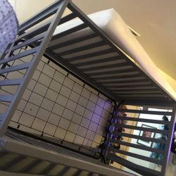 Gray Crib With Mattress 