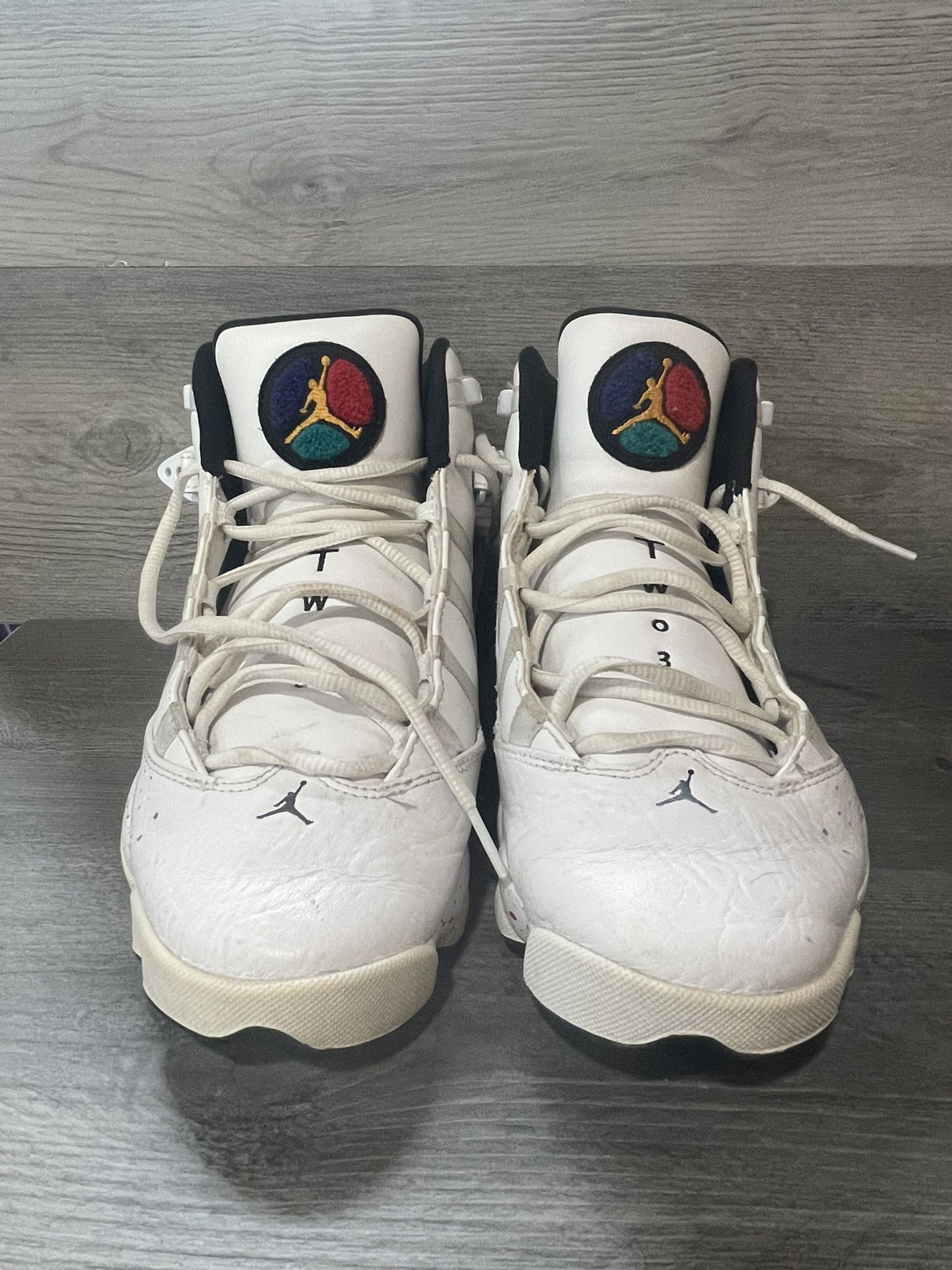 Nike Air Jordan 6 Rings Confetti Paint Splatter Sneakers 322992-100 Men Size 8.5