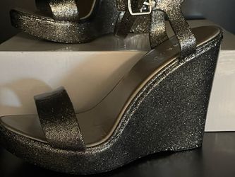 New Womens Baboo Silver Wedge Shoes Size 7