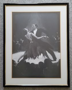 Tango Couple Large Framed Ballroom Dance Art Print 29.5" x 37.5"