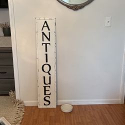 Metal antiques, vertical sign, large