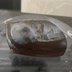 Polished Boulder Opal Specimen Blue Rock Australian Mineral 2.5”