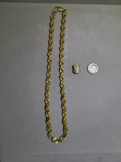 7mm solid 10k rope chain 18" long with lock
