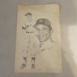 Vintage 11x17 Mickey Mantle Etching #2/100