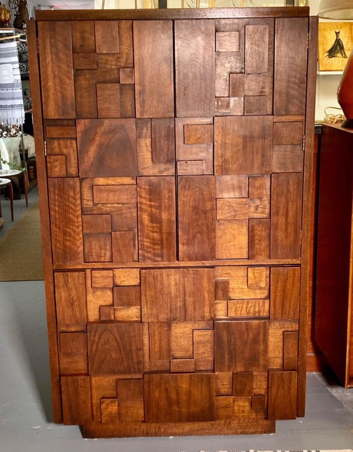 ✨MCM Vintage Mid Century Modern Brutalist Gentleman’s Armoire Dresser
