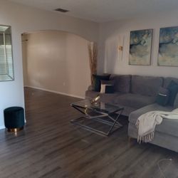 Nice Large Gray  Sectional,Decor (Dark Green,Gray,Cream/Off White,Gold)