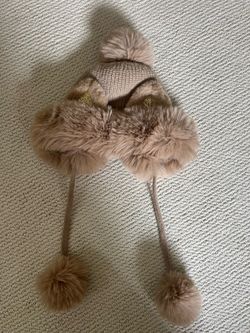 Kids Faux Fur Winter Hat with Pom Poms