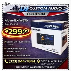 Alpine ILX Series Double Din Touchscreen Stereo USB Apple Carplay Android Auto Bluetooth Am Fm Radio Equalizer ILX-W670 🚨 Payment Options Available 