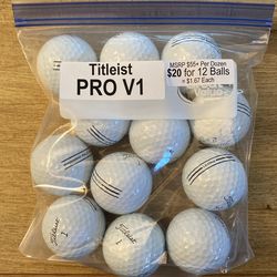 12 Titleist Pro V1 (striped) Golf Balls