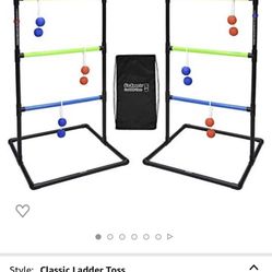 GoSports Pro Grade Ladder Toss Indoor/Outdoor Game Set with 6 Soft Rubber Bolo Balls, Travel Carrying Case
