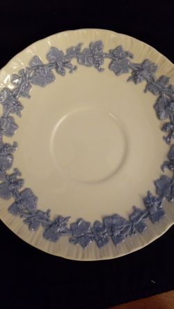 Three- Wedgewood Etruria embossed queens ware 6inch tea saucers