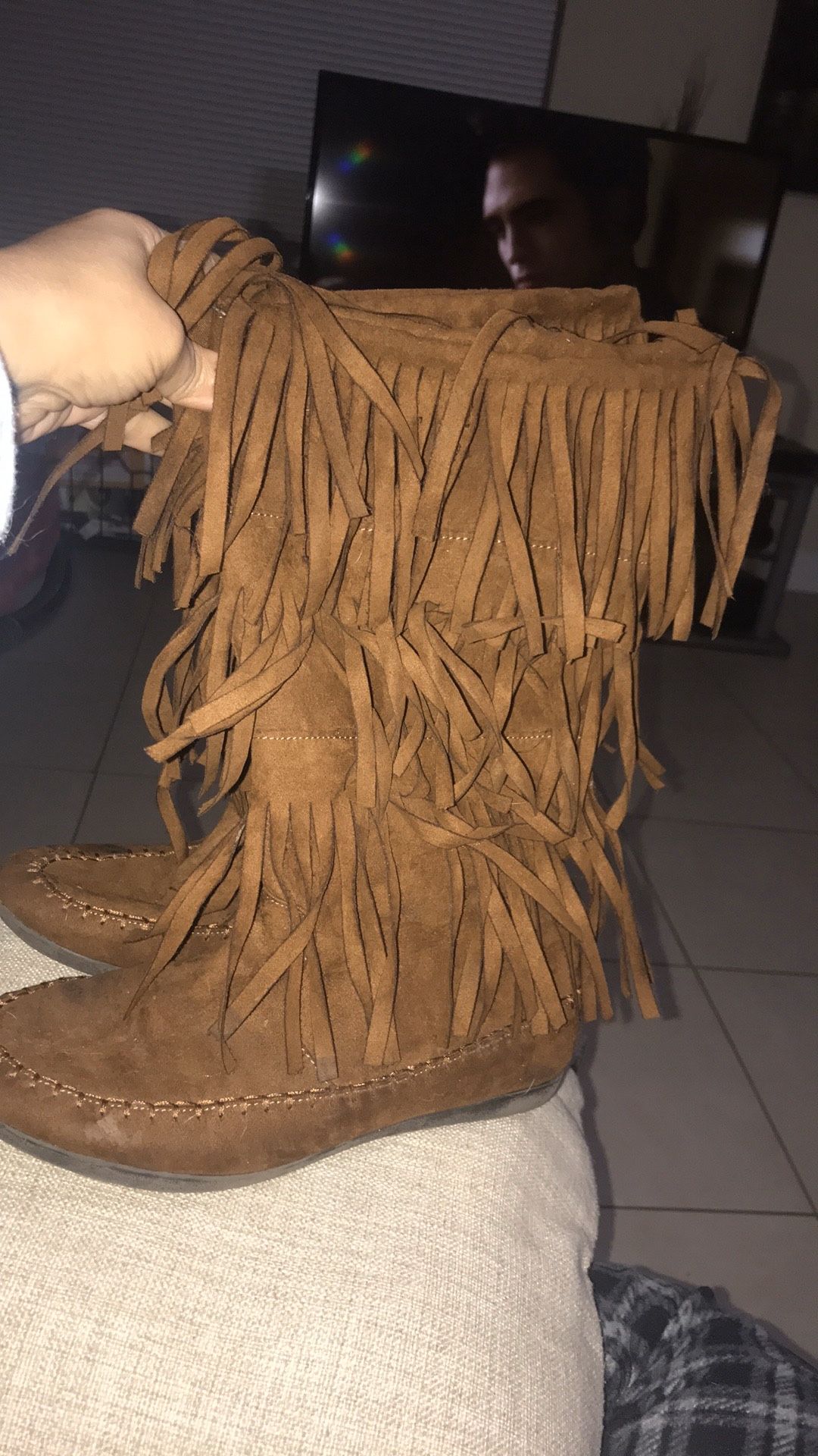 Layered Fringe Moccasin boots