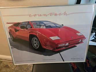 Framed print of Lamborghini Countach