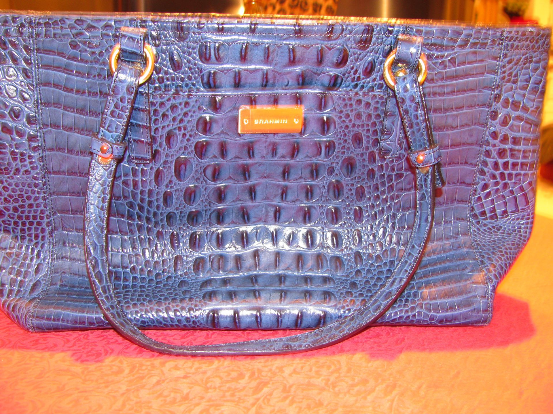 Brahmin blue tote with double straps