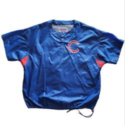 Chicago Cubs Windbreaker Jacket Diamond Collection by Starter Mens Large Blue