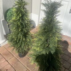 Artificial Cedar Topiary Trees Set Of 2 $80