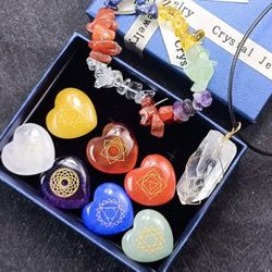 Box Of Chakra Crystals And Bracelet 