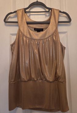 Womens INC Brand Halter Top With Blouson Hem. Shimmery Gold Size Small