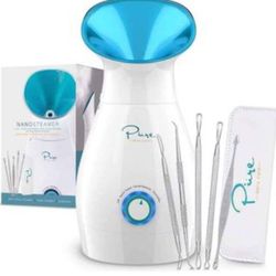 NanoSteamer Large 3-in-1 Nano Ionic Facial Steamer with Precise Temp Control - 30 Min Steam Time - H