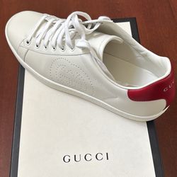 Authentic Gucci Logo ACE Women Leather Sneaker Size 40