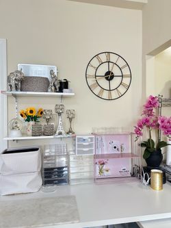 Decorations, bucket, acrylic drawer organization, artificial plants flower. Hanging wall pot plant.