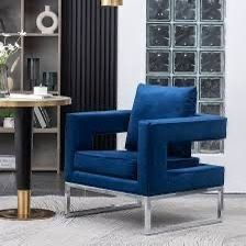 Contemporary Upholstered Blue Arm Chair