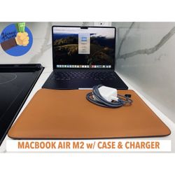 Apple MacBook Air M2 13 Inch Laptop w/ Leather Case, 100% Battery & Charger 💻 