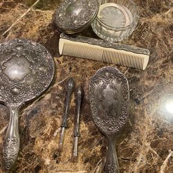 Pure Silver Antique Brush Set $200