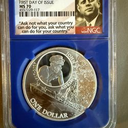 2017 1oz NGC MS70 Solomons John F Kennedy Silver Coin
