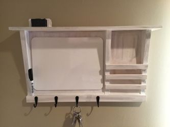 Memo Board Key Holder Mail Holder Dry Erase Memo Board Top Shelf Weathered White Entryway Organizer