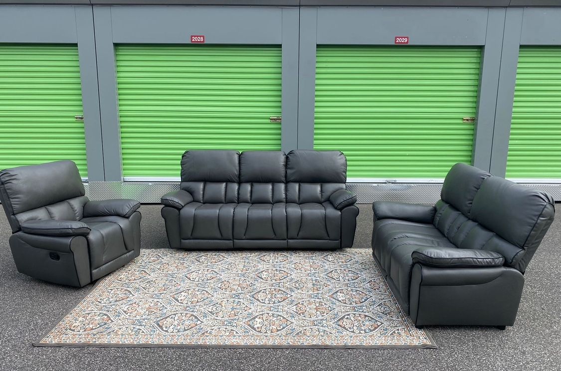 3pc Grey Sofa Set - Manual Recliners (BRAND NEW)