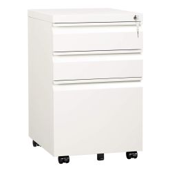 DEVAISE 3 Drawer Mobile File Cabinet with Lock, Under Desk Metal Filing Cabinet for Home Office/Legal/Letter/A4 File, Fully Assembled Except Wheels, W
