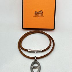 Hermes Touareg Bracelet Choker Brown Chaine D'Ancle with Box ~ 16-1/2 in