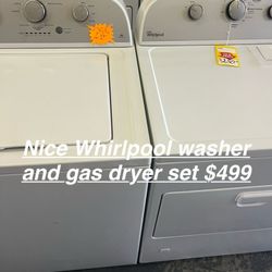 Nice Whirlpool Washer And Gas Dryer Set 
