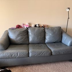 Steel Leather Couch With Queen Pull Out Bed