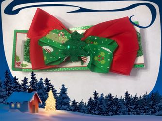 Infant Christmas tree bow headband
