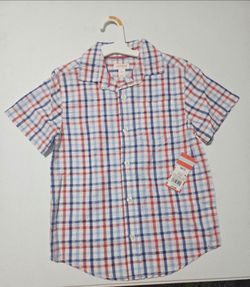Cat & Jack Boys Plaid Button-Up Shirt Size S(6/7)