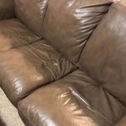 Leather Tan Couch + Love Seat 
