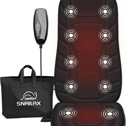 Snailax Massage Seat Cushion with 10 Vibration Motors, Back Massager with Heat, Massage Chair Pad with 5 Vibration Modes, 2 Heating Levels, Chair Mass