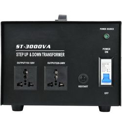 ST-3000VA Step Up & Down Voltage Converter Transformer, 110V-120V to 220V-240V Dual-Way Converter